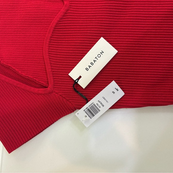 Aritzia - NWT Babaton Red Ribbed Women's Sweetheart Neckline Cap Sleeve Top - Picture 10 of 10